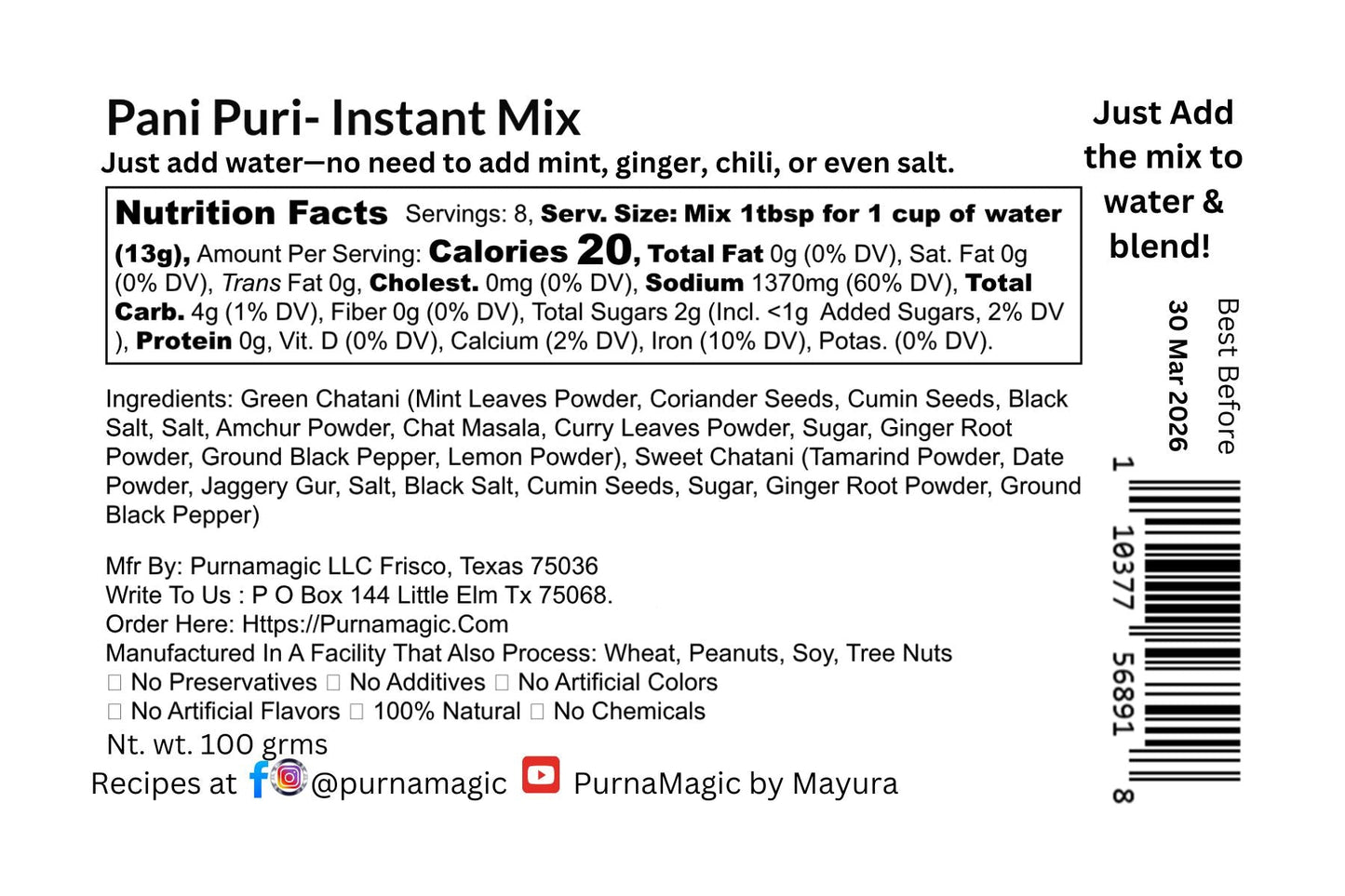 Pani Puri Instant Mix