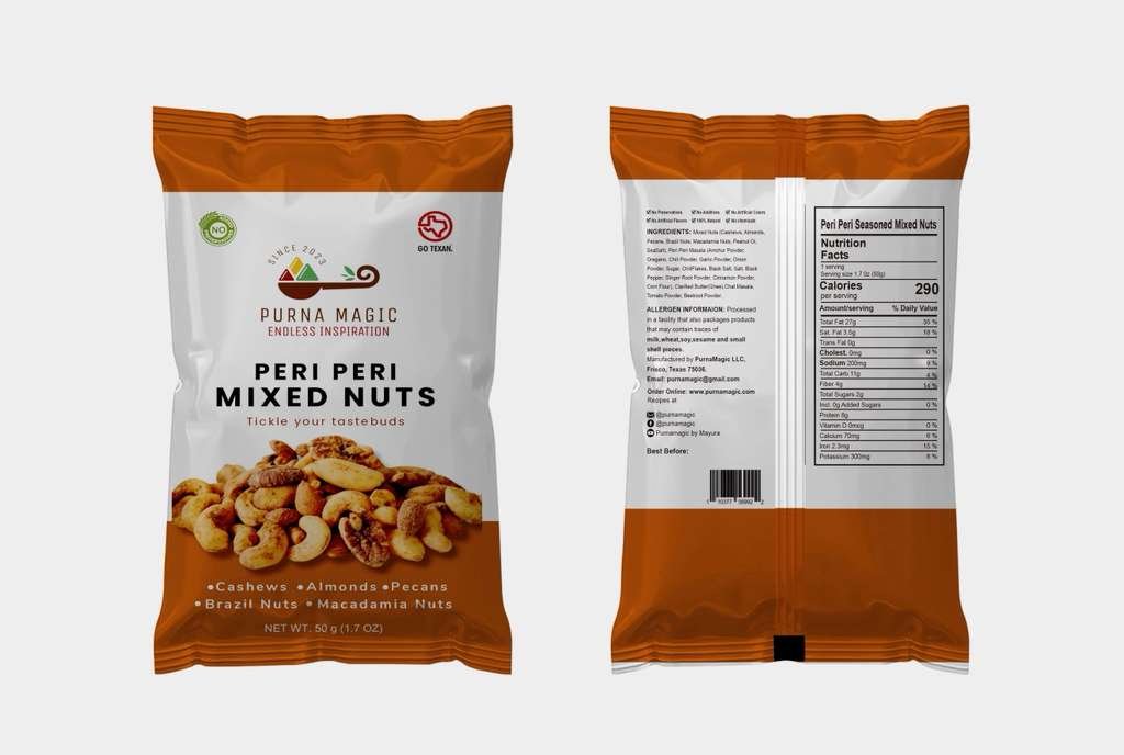 ghee roasted peri peri nuts 2 oz (travel pack) ghee roasted peri peri nuts 2 oz (travel pack)
